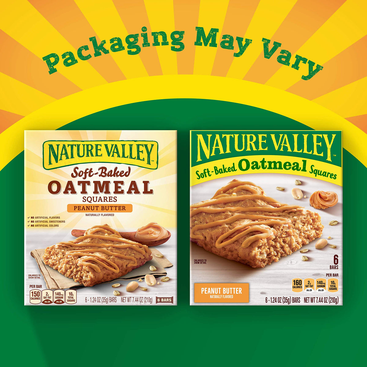 Nature Valley Soft-Baked Oatmeal Squares packaging with eight boxes for pantry storage.
