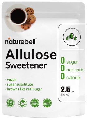 NatureBell Allulose bulk packaging shown for keto-friendly baking and beverages