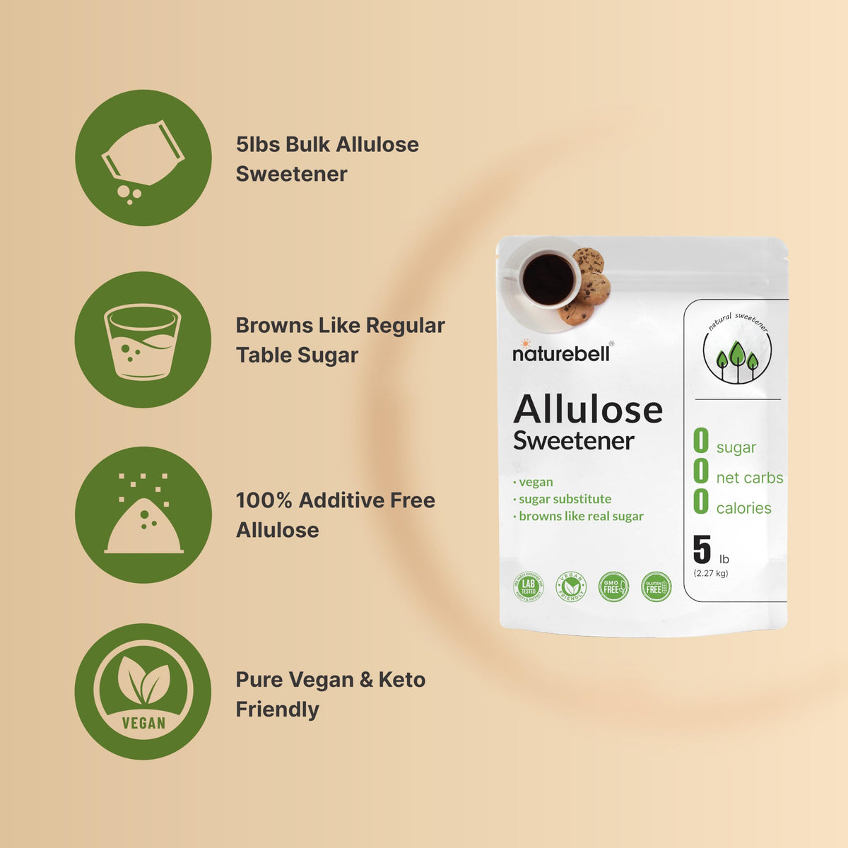 NatureBell Allulose bulk pouch, ready for everyday sweetening