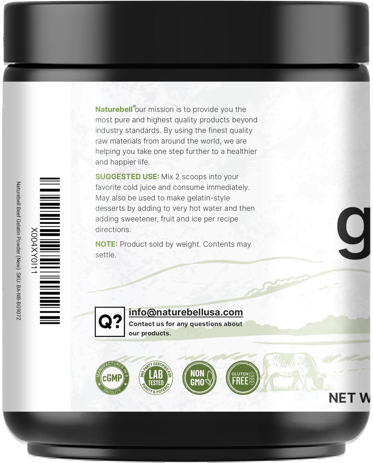 NatureBell Beef Gelatin Powder gluten-free and non-GMO for inclusive recipes