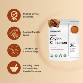 NatureBell cinnamon powder texture close-up for smooth baking.