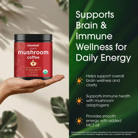 NatureBell Mushroom Coffee with MCT oil for steady energy.