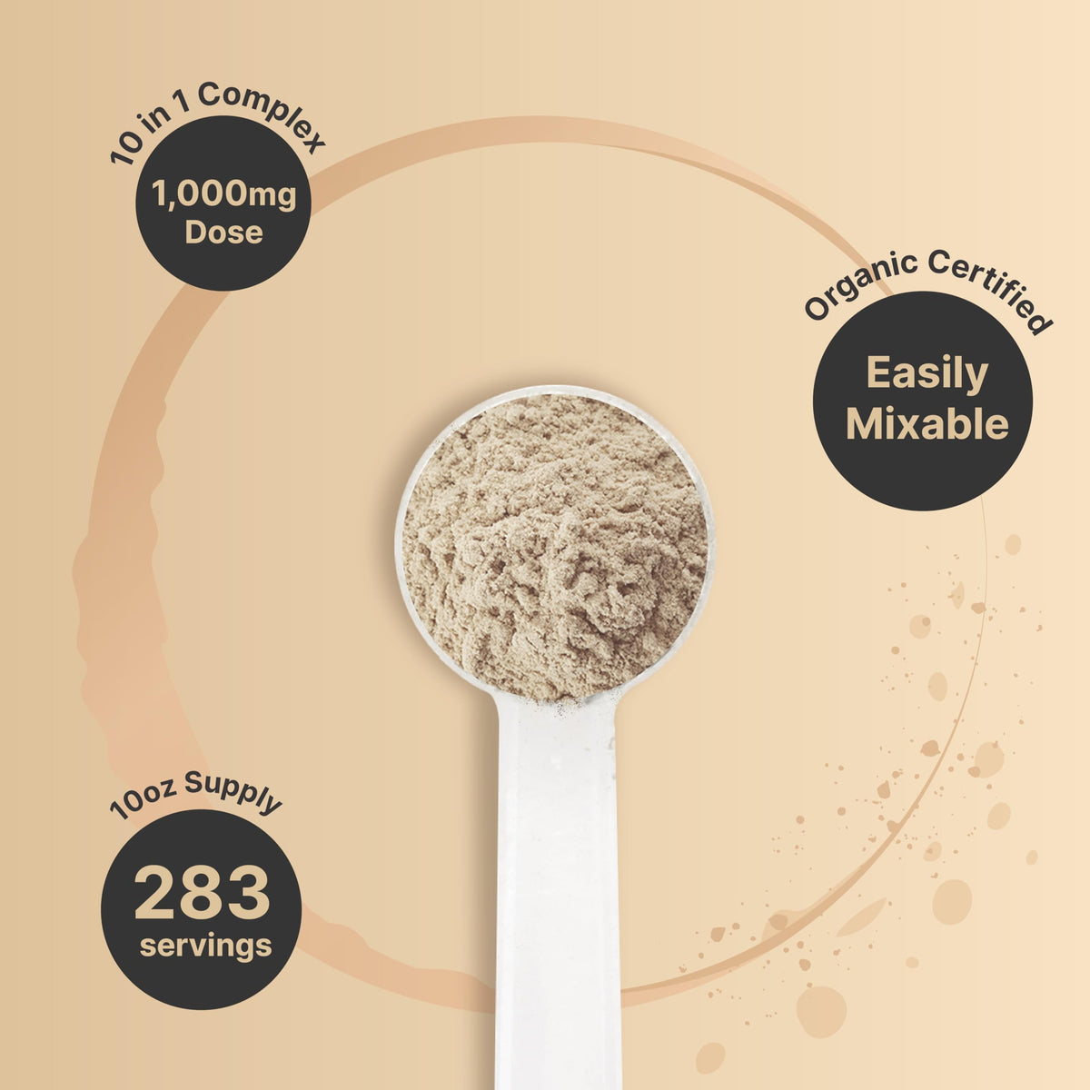 NatureBell mushroom powder coffee-morning shot stirs easily into your brew.