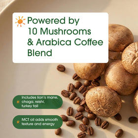 NatureBell Organic Mushroom Coffee packaging highlights clean ingredients.