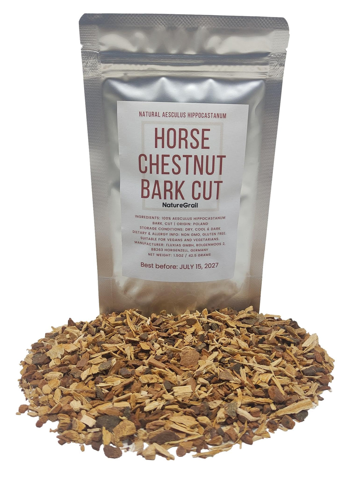 Naturegrail Horse Chestnut Bark cut and dried from Poland, ideal for herbal tea trials