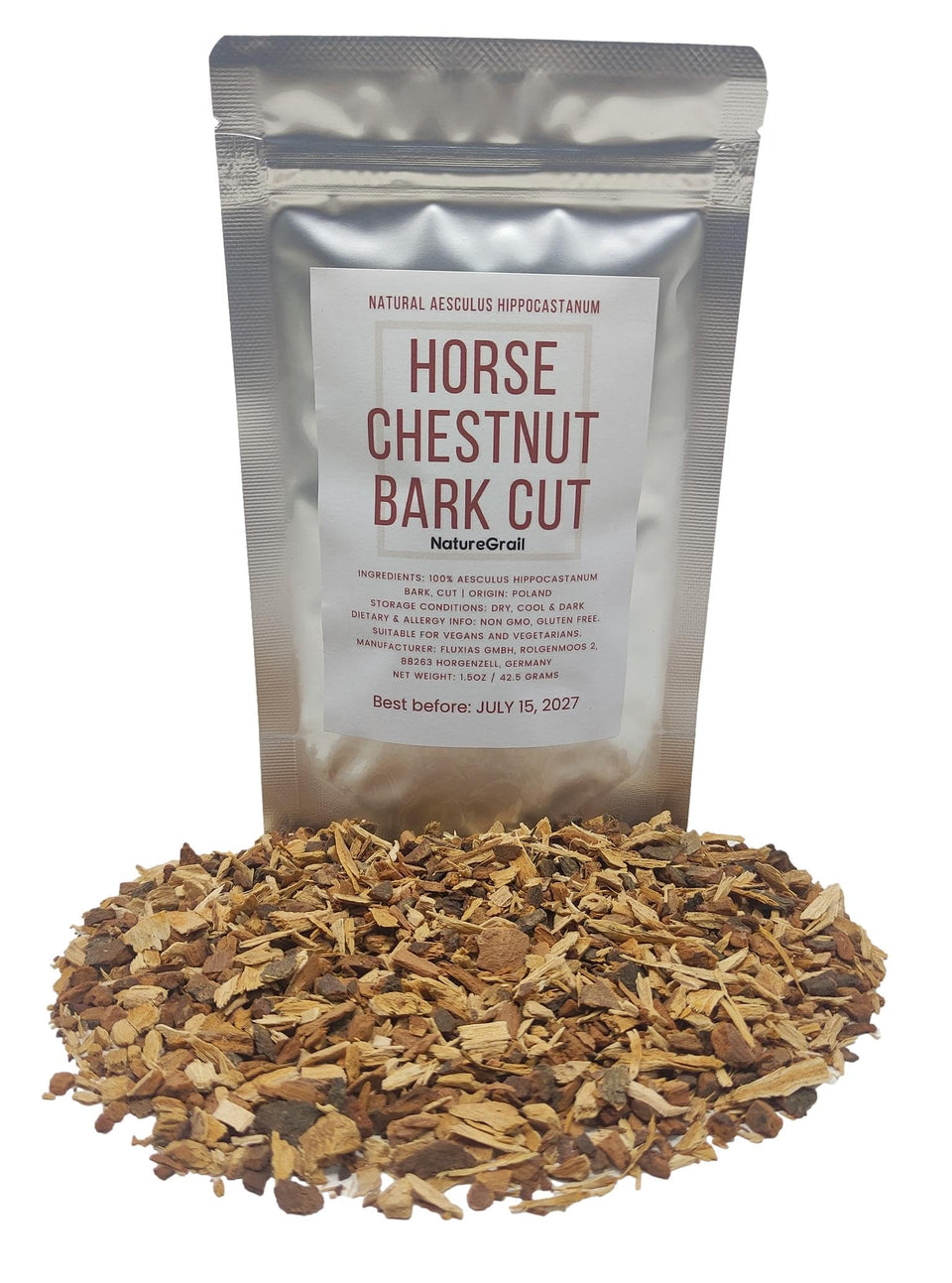 Naturegrail Horse Chestnut Bark cut and dried from Poland, ideal for herbal tea trials