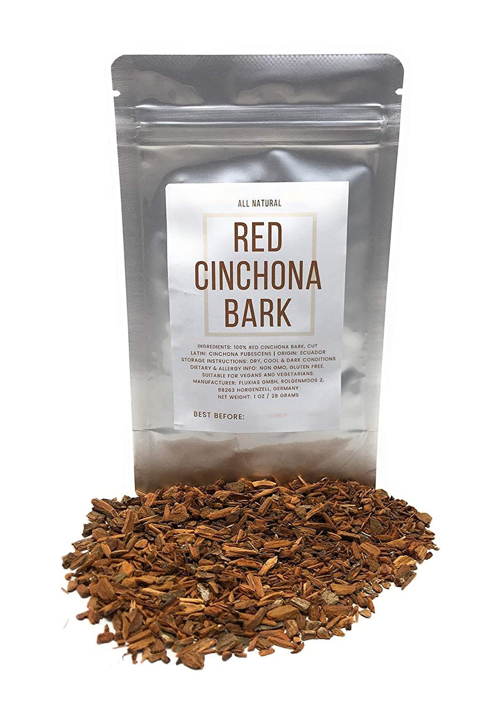 Naturegrail red cinchona bark cut for herbal infusions and DIY tonics.