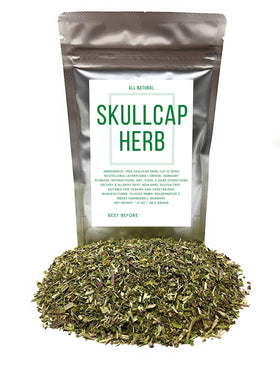 Naturegrail Skullcap leaves cut and dried, ready for herbal tea infusions.