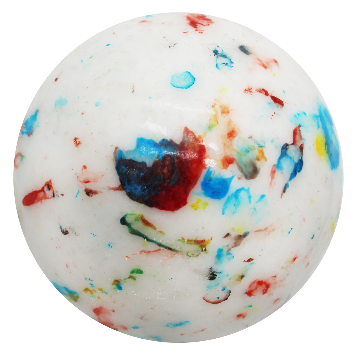 Naturejam 3-inch psychedelic jawbreaker white speckled, front view for party candy displays.