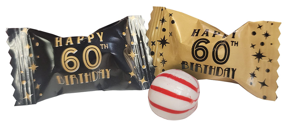 Naturejam 60th birthday peppermint with gold black wrapper for elegant party decor