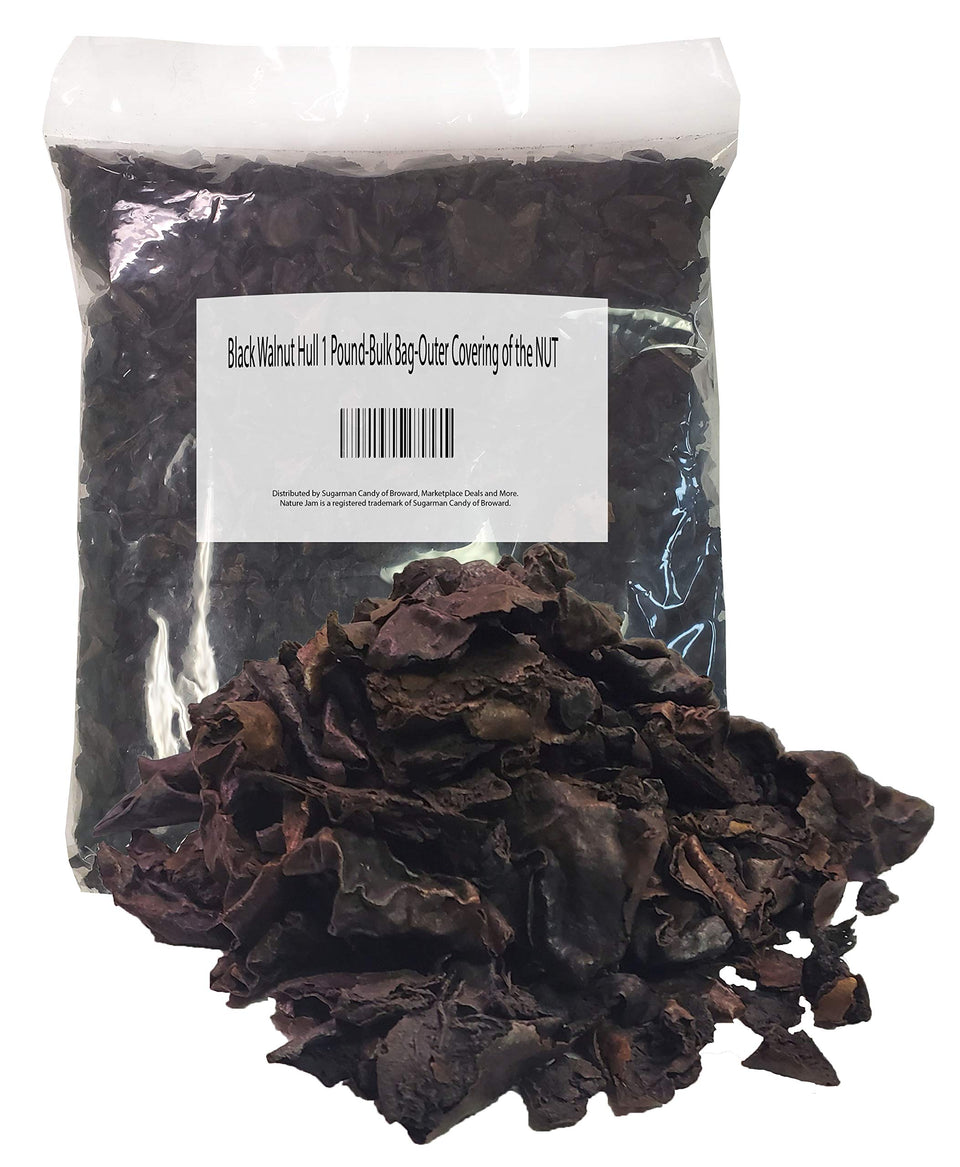 Naturejam Black Walnut Hull bulk bag showing outer hull coverage for traditional uses.