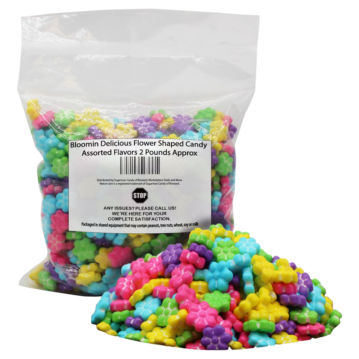 Naturejam Bloomin Delicious flower candy in rose bloom, a vibrant decorative treat for desserts