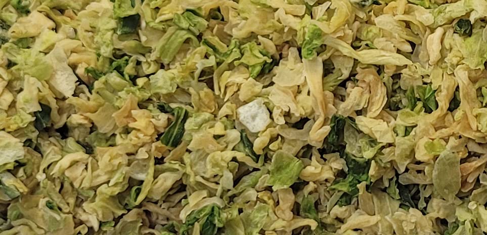 Rehydrated Naturejam dried cabbage with crisp texture for quick meals