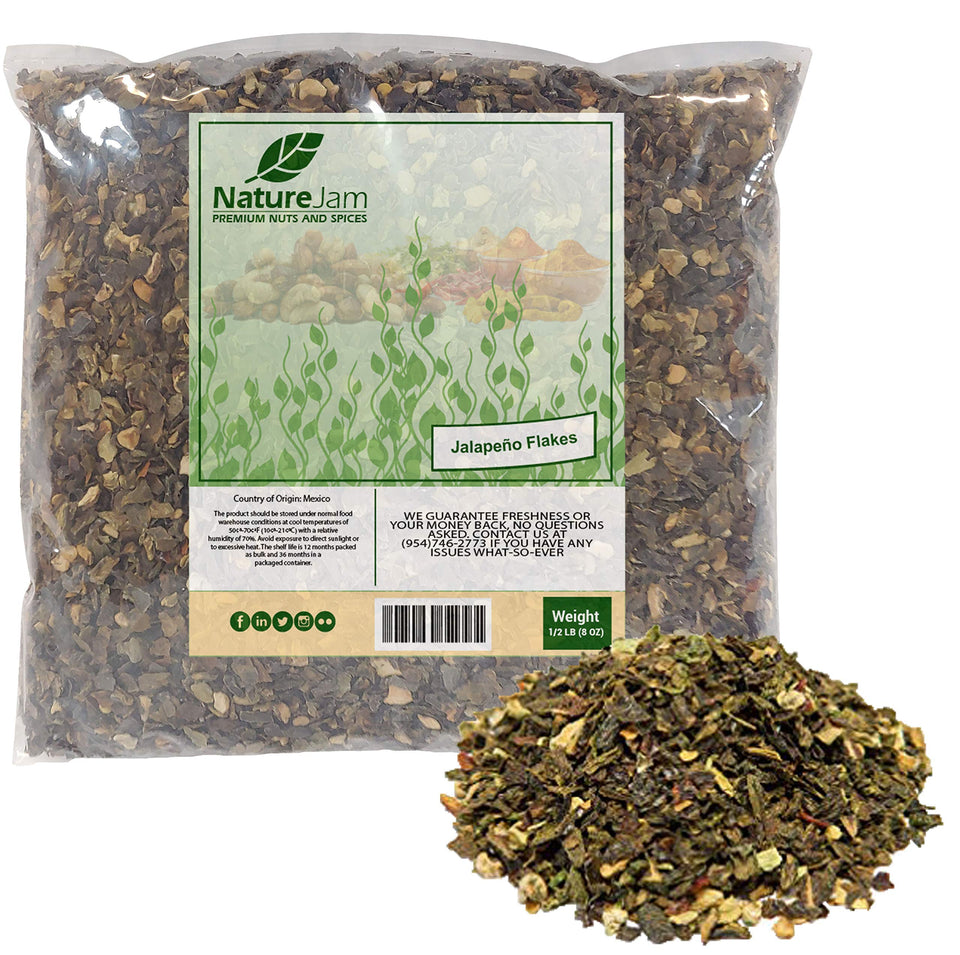 Naturejam dried hot jalapeno flakes bag ready to spice meals