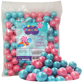 Naturejam gender reveal shimmer pink and blue gumballs for candy tables and color reveals.