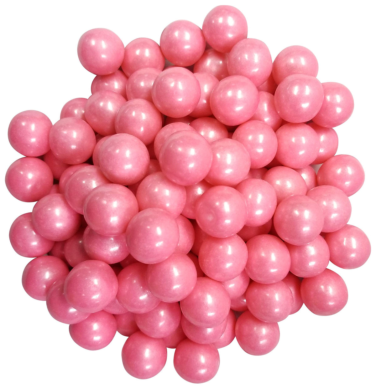 Naturejam light pink pearl gumballs in 1 inch bulk bag, ideal for candy buffets.