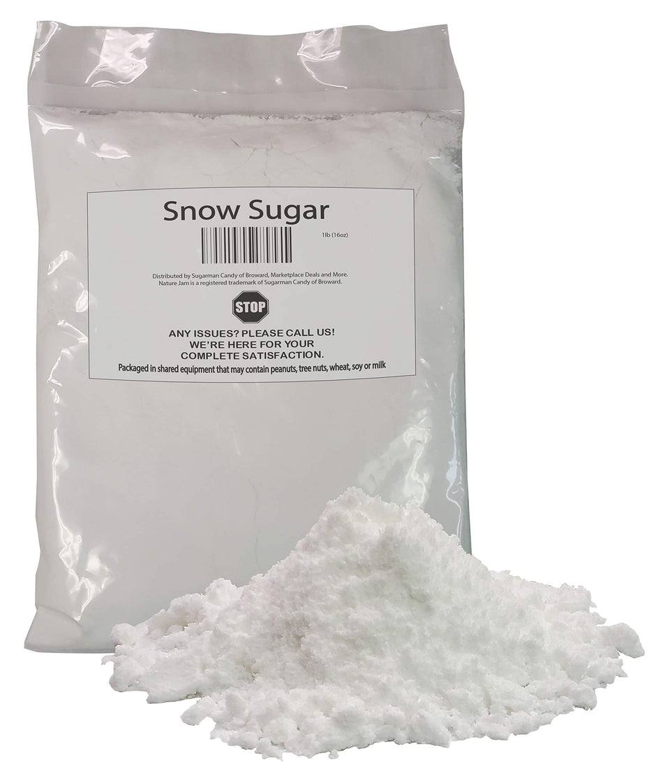 Naturejam NO MELT Sweet Snow Sugar dusts donuts for a crisp, snowy finish.