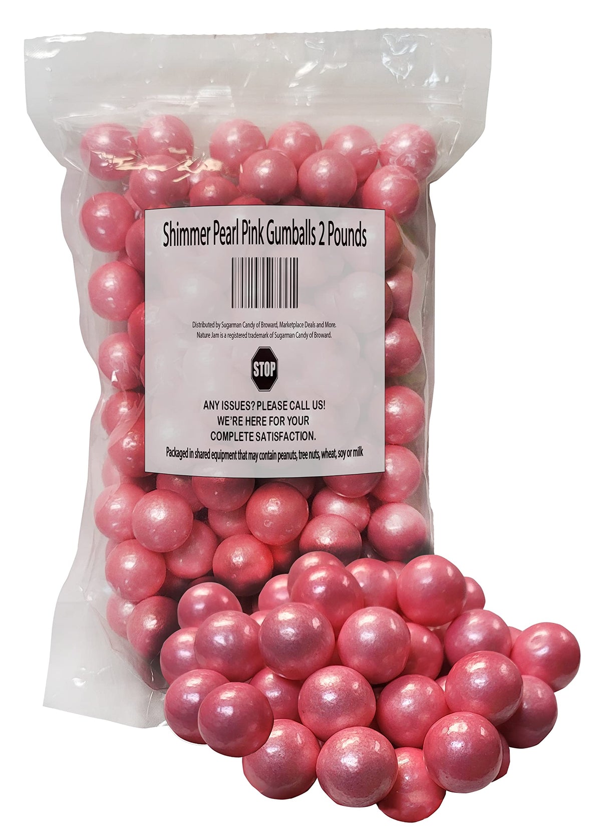 Naturejam pink gumballs party-buffet display highlights color and festive mood.