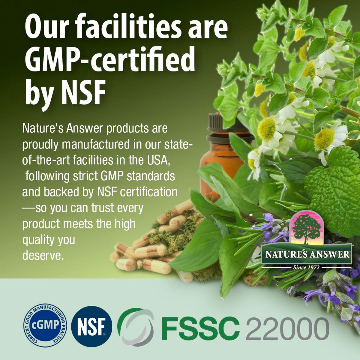 Nature's Answer Slippery Elm bottle shows kosher certification and clean formula.