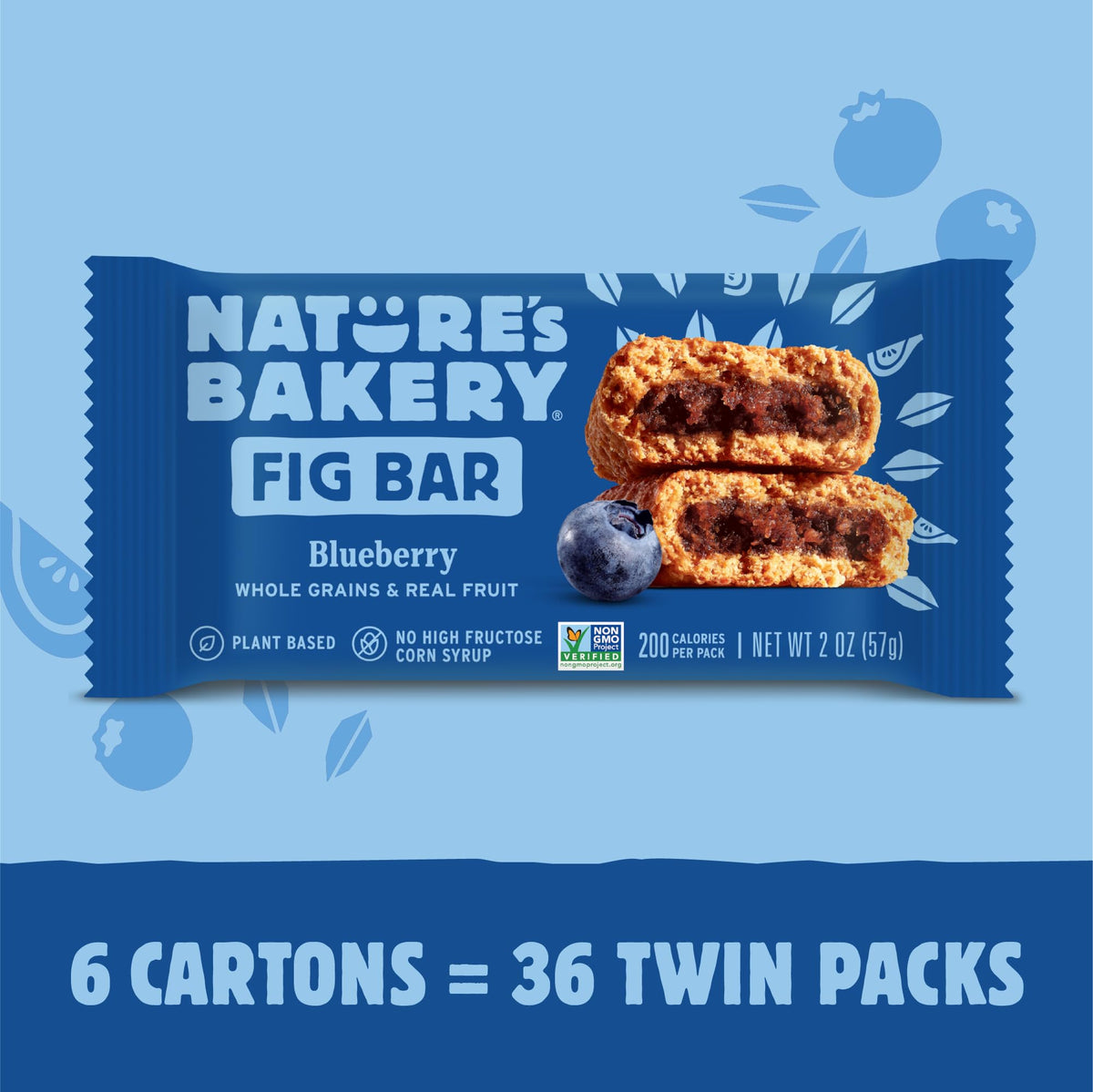 Nature's Bakery blueberry whole-wheat fig bars close-up filling with real fruit flavor.