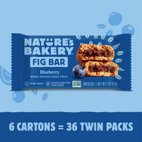 Nature's Bakery blueberry whole-wheat fig bars close-up filling with real fruit flavor.