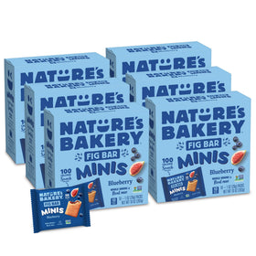 Nature's Bakery Fig Bar Minis blueberry on plate offers a convenient snack option