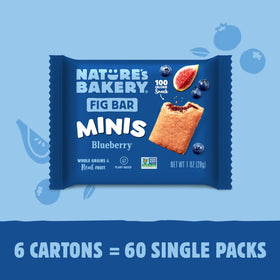 Nature's Bakery Fig Bar Minis pack closeup showcases grab-and-go vegan snack for lunches