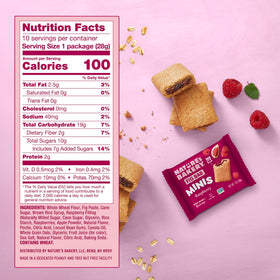 Nature's Bakery Fig Bar Minis Raspberry bars close-up reveal soft, chewy fruit filling