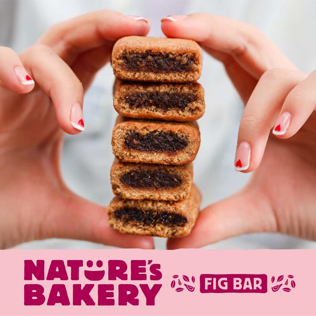 Nature's Bakery Fig Bar Minis Raspberry cross-section shows real fruit center