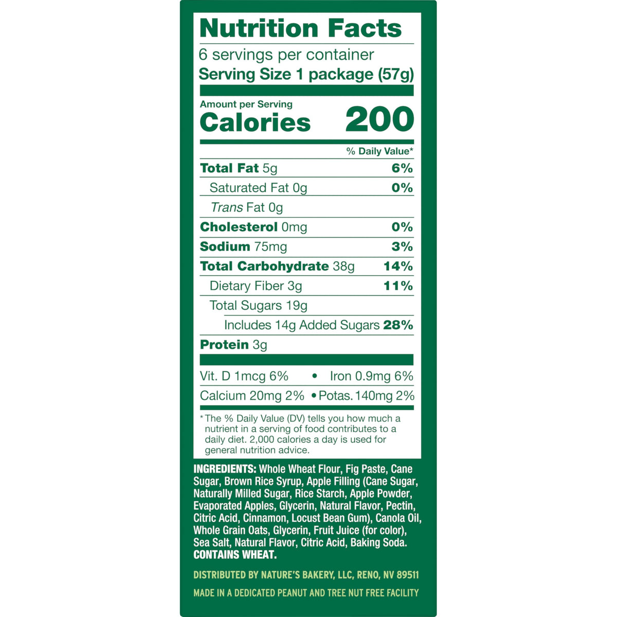 Nature's Bakery Apple Cinnamon Fig Bars easy-break packaging.