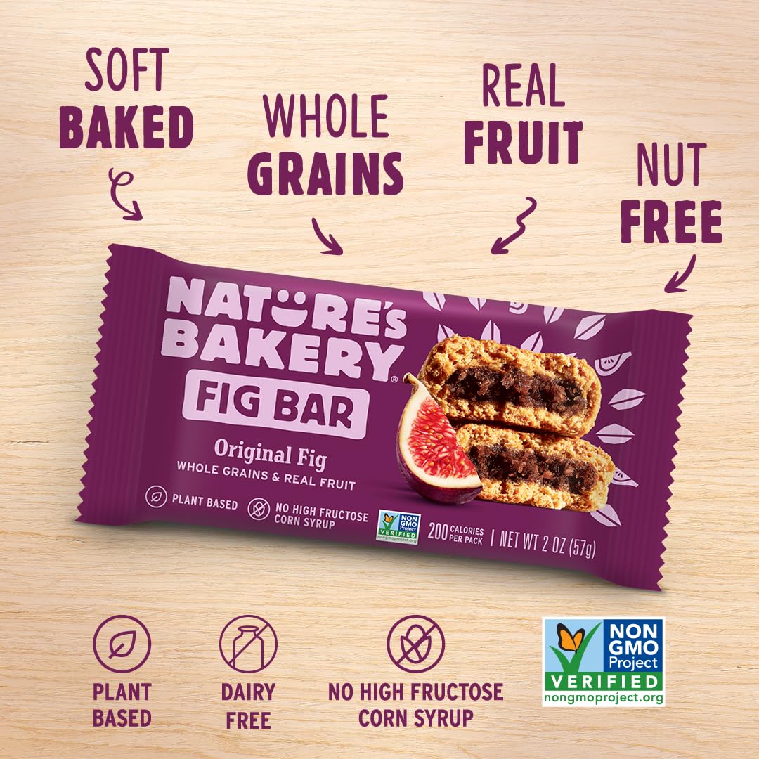 Close-up of real figs and whole wheat on Nature's Bakery bar
