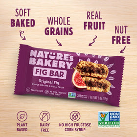 Close-up of real figs and whole wheat on Nature's Bakery bar
