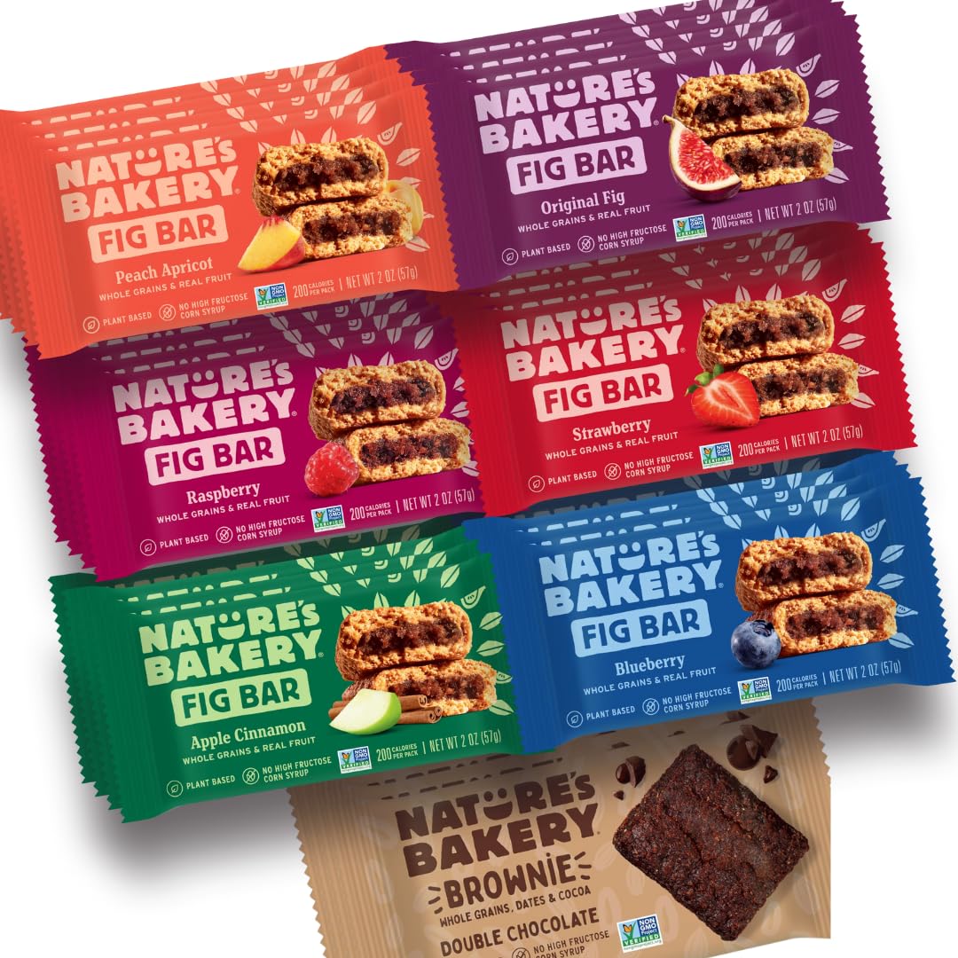 Nature’s Bakery Fig Bars Variety Pack front view, ideal for quick family snacks.