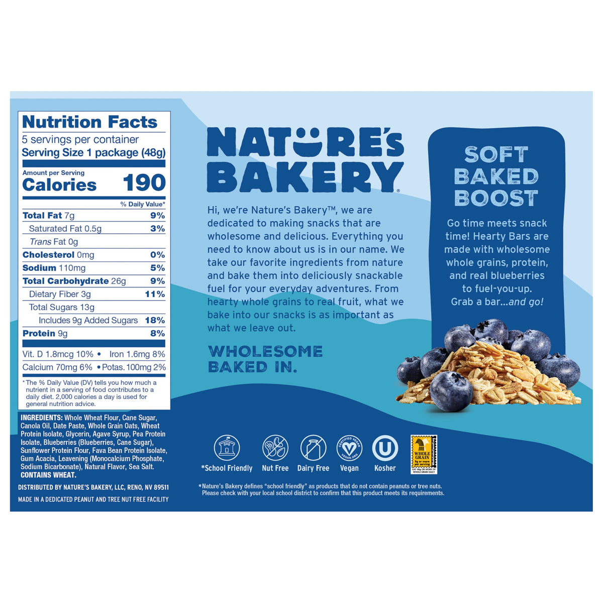 Nature's Bakery Hearty Bars Blueberry dairy-free bar supports daily plant-based snacking