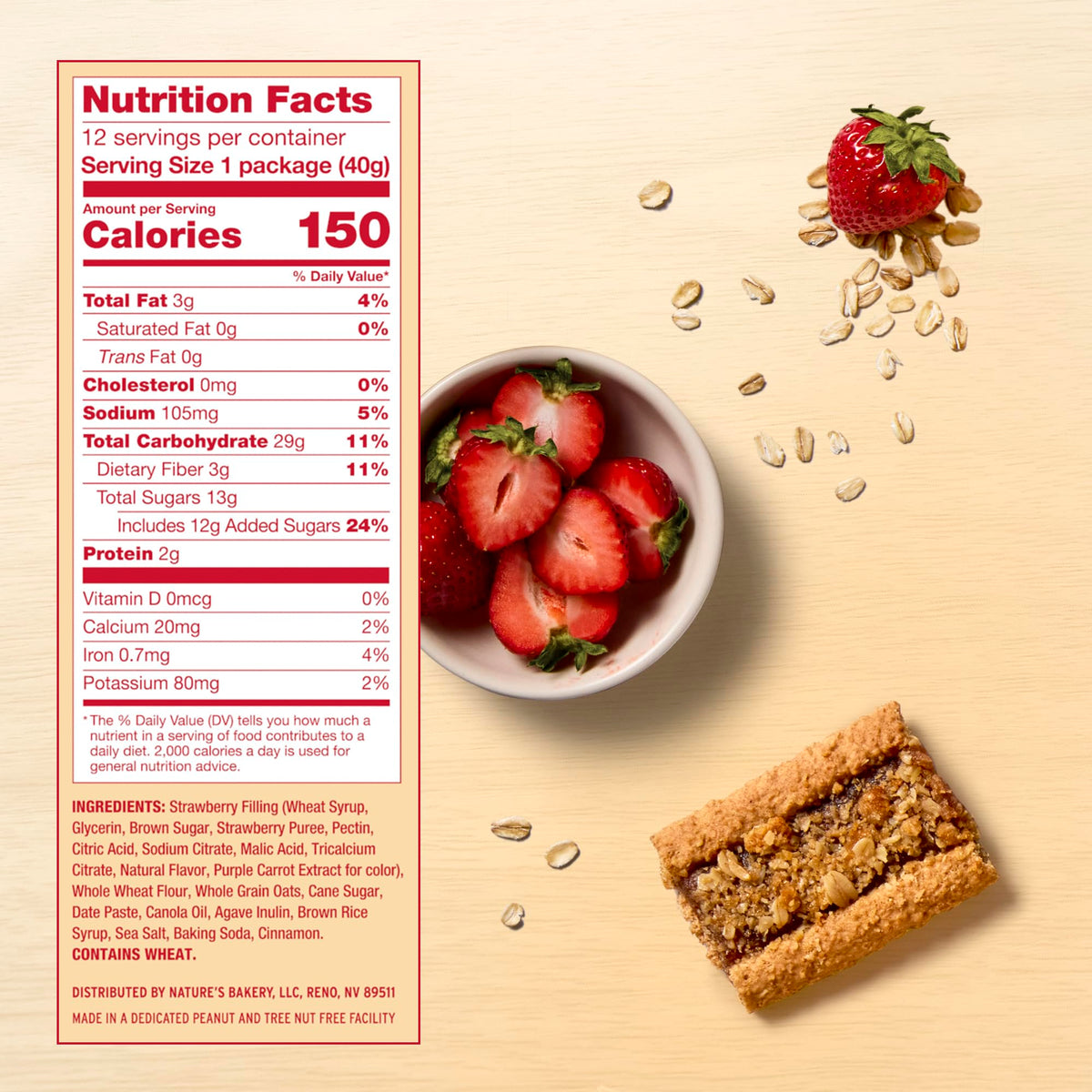 Nature's Bakery real fruit strawberry filling closeup, a tasty vegan snack idea.