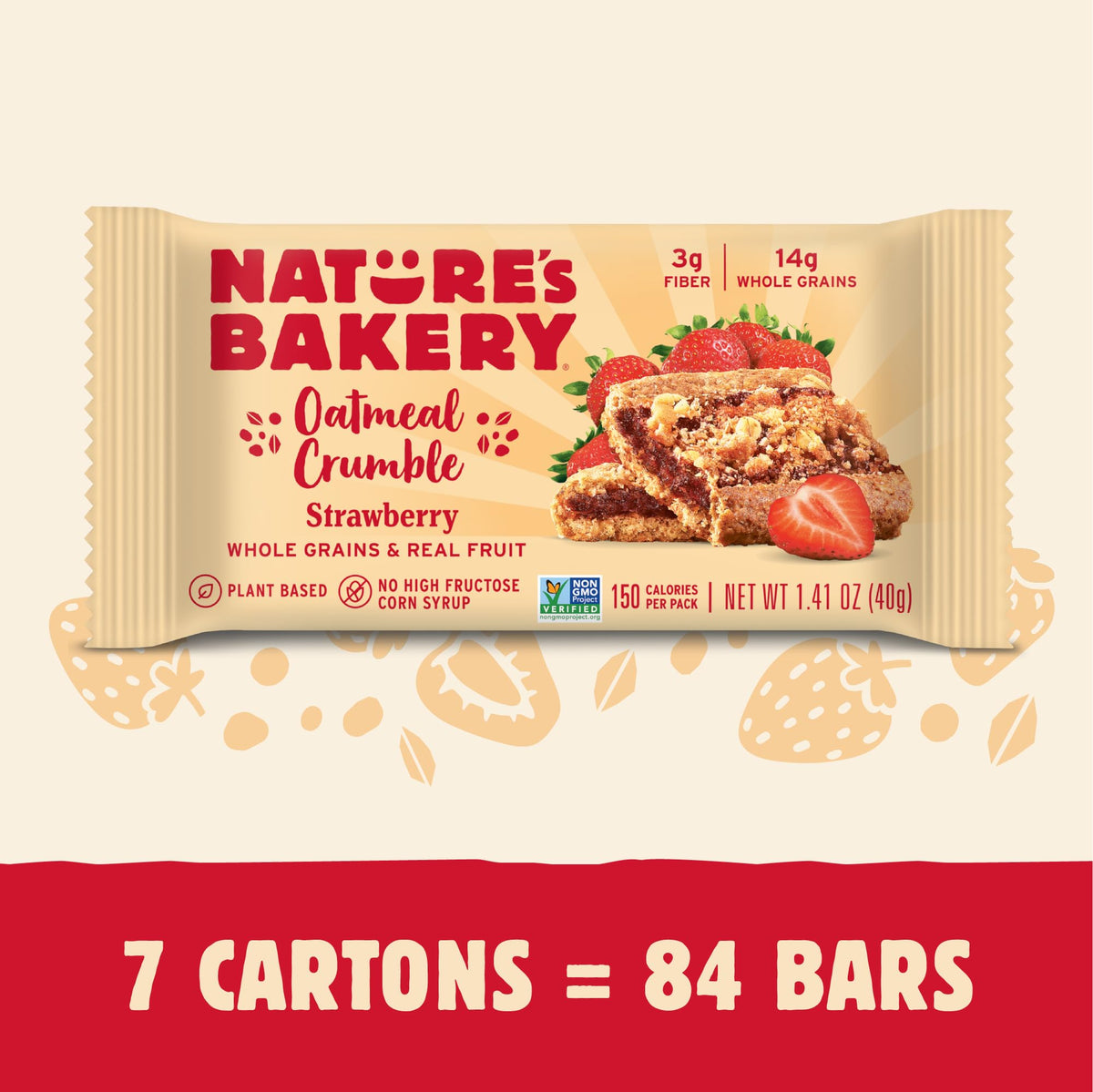 Nature's Bakery Oatmeal Crumble Bar Strawberry closeup highlights real fruit filling.