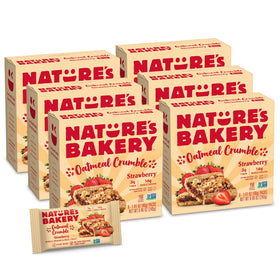 Nature's Bakery Oatmeal Crumble Bars strawberry front view for breakfast on the go