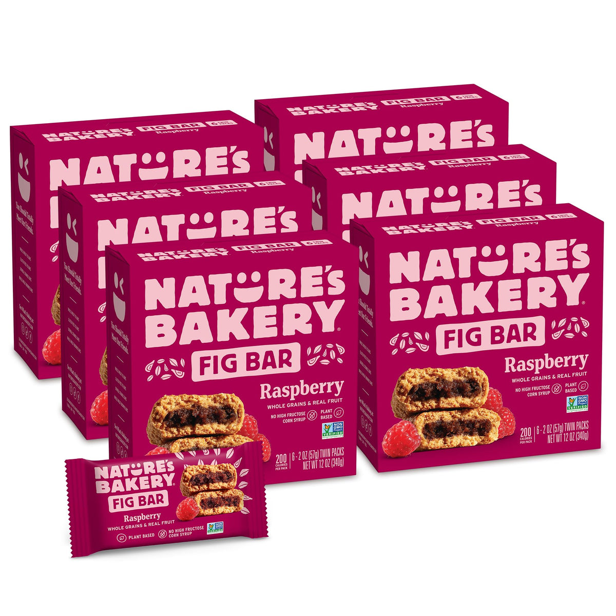 Nature's Bakery Raspberry Whole Wheat Fig Bars on-the-go snacking convenience with real fruit.