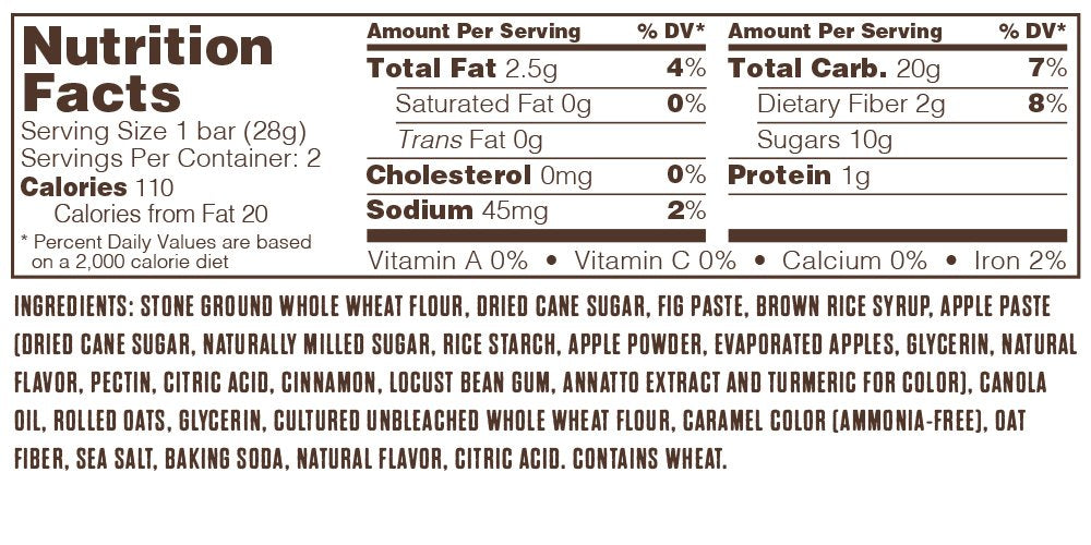 Nature's Bakery vegan fig bars, Non-GMO and kosher, suitable for school lunches.
