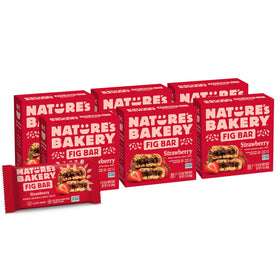 Nature's Bakery whole wheat fig bars in box, ideal for on-the-go snacking.