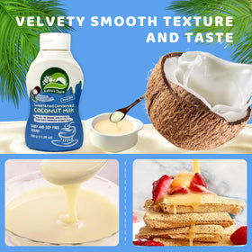 Dairy-free Nature's Charm condensed coconut milk ideal as a coffee creamer.