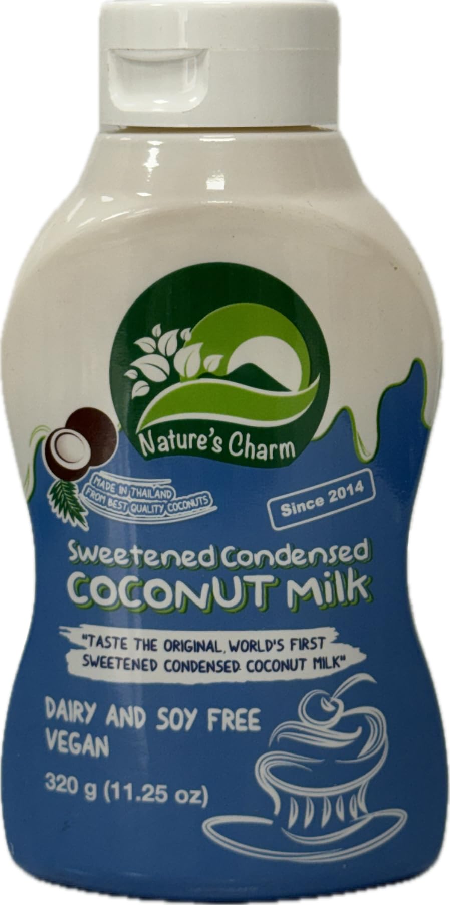 Two-pack Nature's Charm condensed coconut milk for convenient storage.