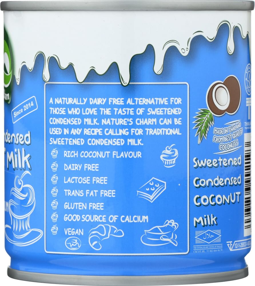 Nature's Charm Sweetned Condensed Coconut Milk dessert topping; velvety coconut cream for desserts