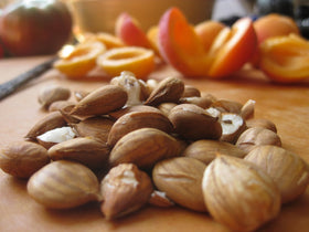 Nature's Choice apricot seeds in a jar, easy to scoop for recipes
