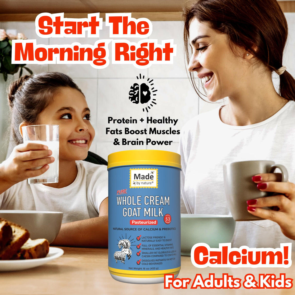 Nature's Diet goat milk powder provides a protein and healthy fat option
