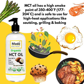 Nature's Diet MCT Oil bottle on kitchen counter.
