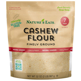 Nature's Eats Cashew Flour finely ground in a 32 oz bag for gluten-free baking