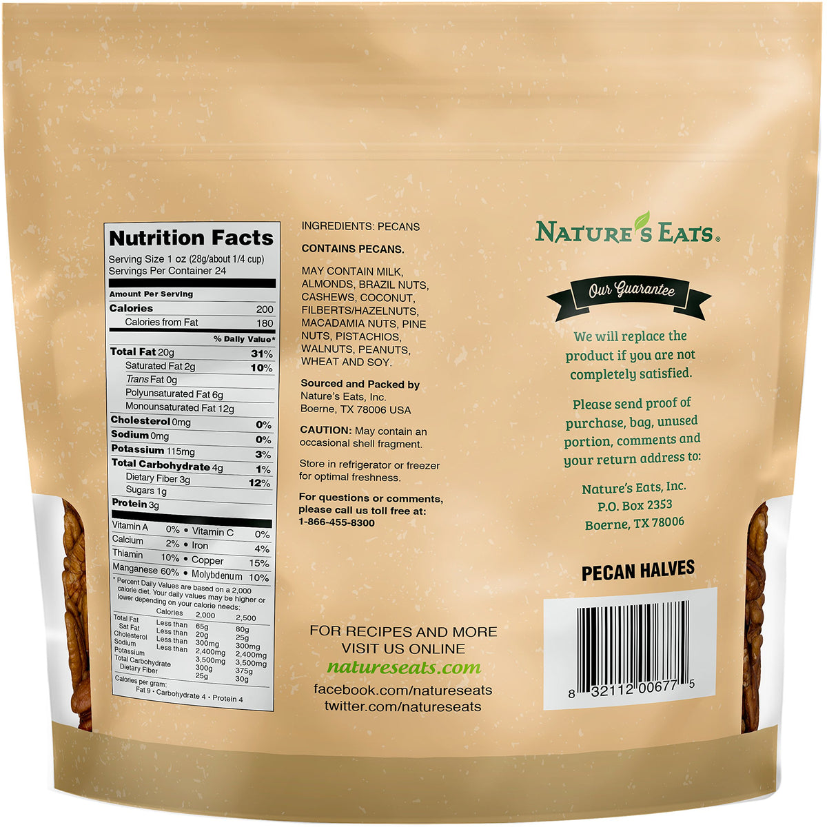Nature's Eats Pecan Halves ready to snack with rich flavor and crunch