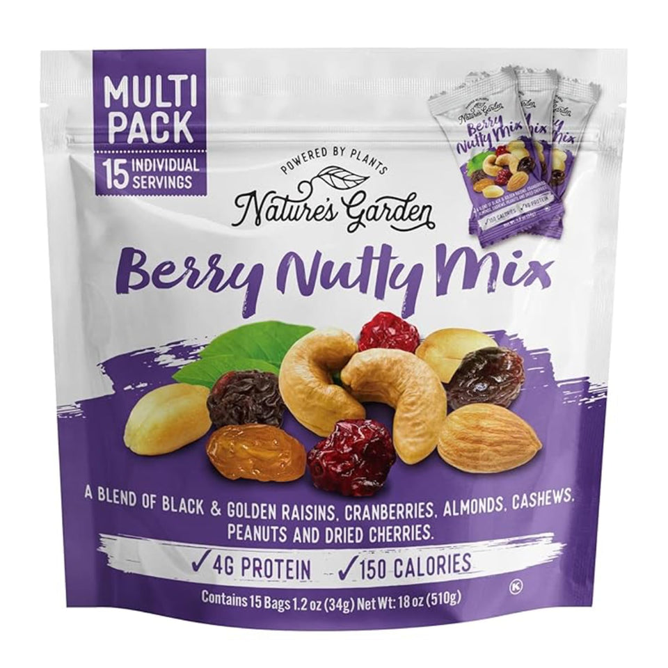 Nature's Garden Berry Nutty Mix snack pack for on-the-go energy.