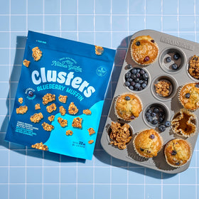 Nature's Garden Blueberry Muffin Clusters sprinkled over yogurt for a fruity crunch.